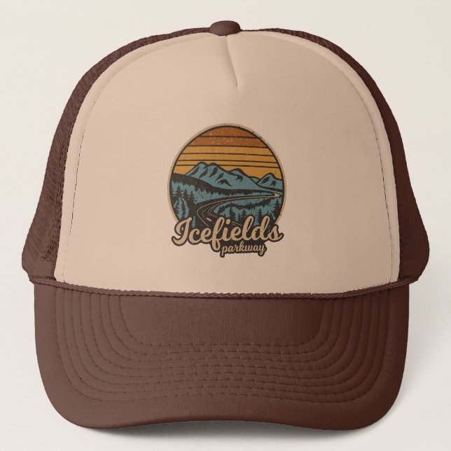 Gorra De Camionero Icefields Parkway Alberta Canadá Retro (Anverso)
