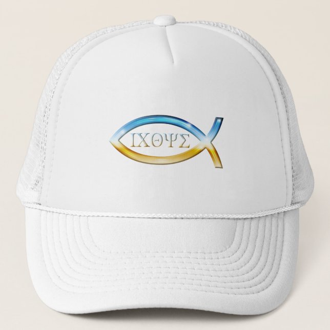 Gorra De Camionero Ichthus - Símbolo cristiano de pescado (Anverso)