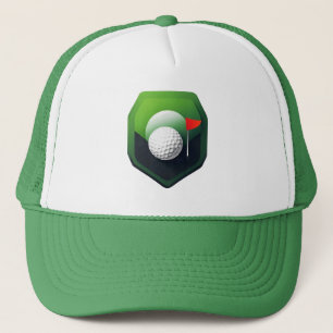 Gorra De Camionero Icono de pelota de golf estilizada con fondo verde