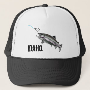 GORRA DE CAMIONERO IDAHO STEELHEAD -AQUÍ PESCADO PESQUERO- GOLPEANDO