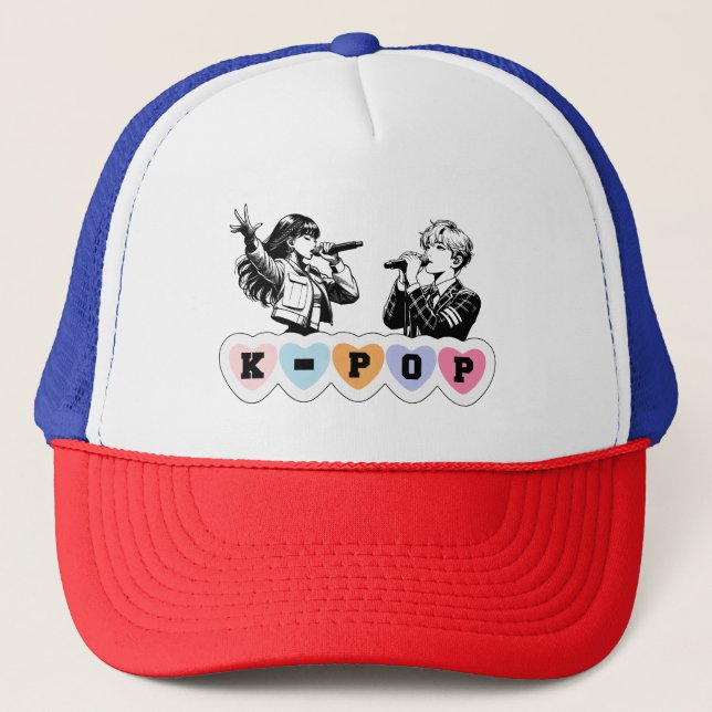 Gorra De Camionero Idols hembras cantando KPop diseño musical (Anverso)