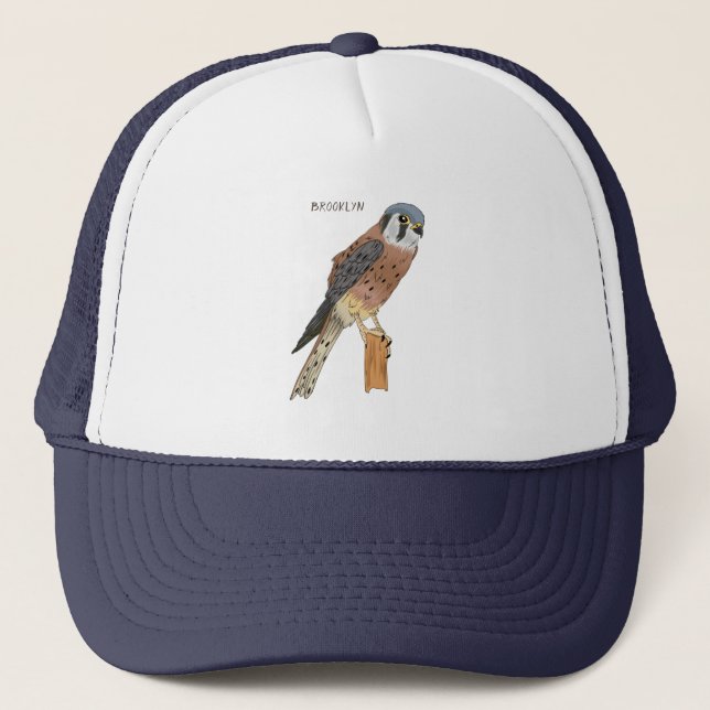 Gorra De Camionero Ilustracion americano de aves de Kestrel (Anverso)