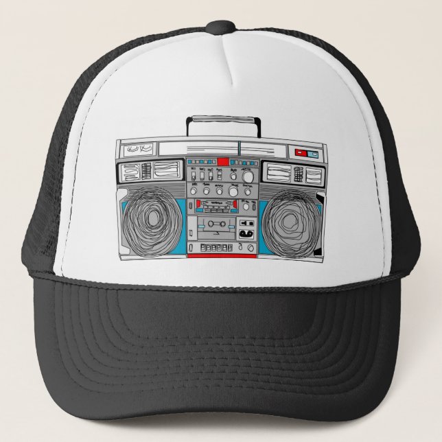 Gorra De Camionero ilustracion boombox de los años 80 (Anverso)
