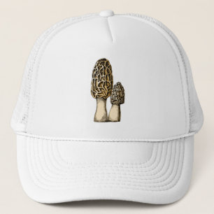 Gorra De Camionero Ilustracion botánico Morel Mushroom Vintage