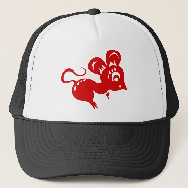 Gorra De Camionero Ilustracion chino de la rata de la astrología (Anverso)