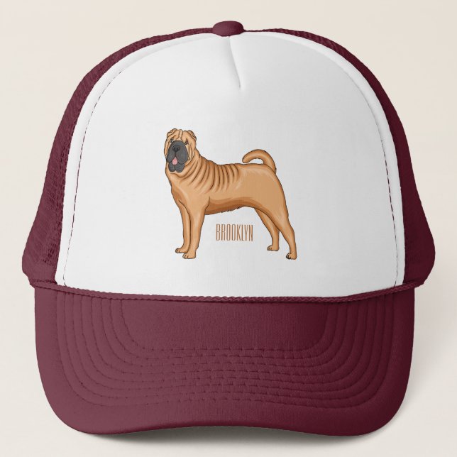 Gorra De Camionero Ilustracion chino de personalizado de perro Shar-P (Anverso)