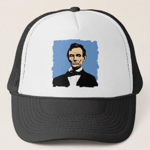 Gorra De Camionero Ilustracion de Abraham Lincoln en azul