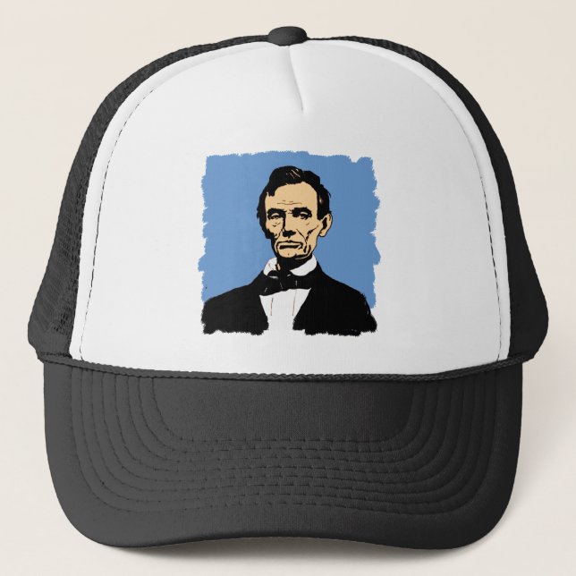 Gorra De Camionero Ilustracion de Abraham Lincoln en azul (Anverso)