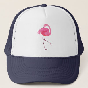 Gorra De Camionero Ilustración de acuarelas de flamenco rosa