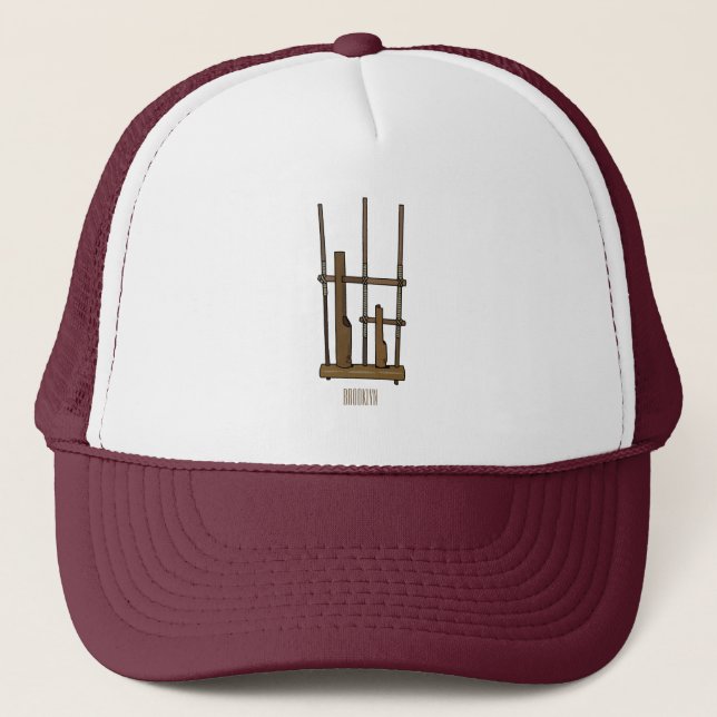 Gorra De Camionero Ilustracion de Angklung personalizado (Anverso)
