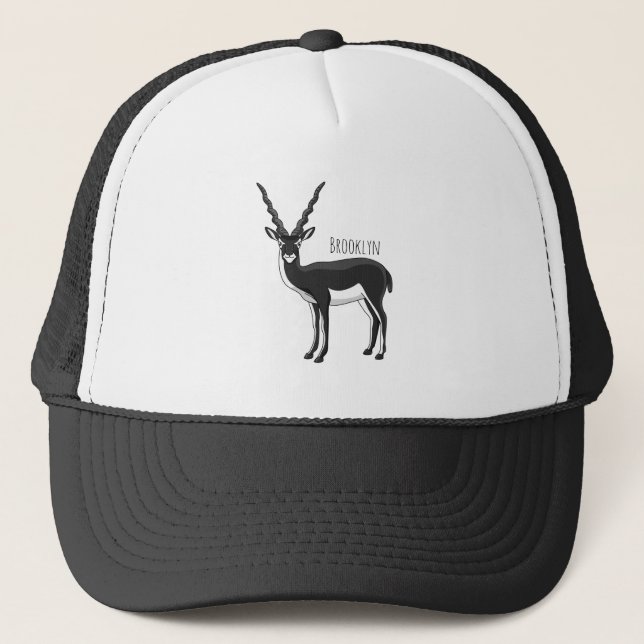 Gorra De Camionero Ilustracion de antílope negro (Anverso)
