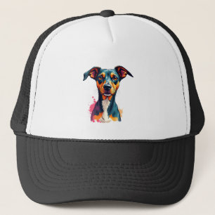 Gorra De Camionero Ilustración de arte pop de retrato de perro colori