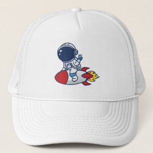 Gorra De Camionero Ilustración de astronauta de dibujos animados mont