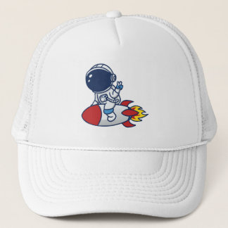 Gorra De Camionero Ilustración de astronauta de dibujos animados mont