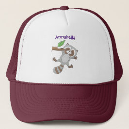 Gorra De Camionero Ilustracion de bebé de raccoon feliz lindo