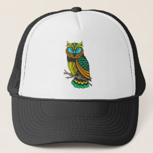 Gorra De Camionero Ilustración de búho colorido lindo adición de Hall