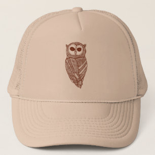 Gorra De Camionero Ilustracion de Búho Marrón