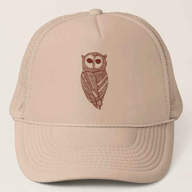 Gorra De Camionero Ilustracion de Búho Marrón (Anverso)