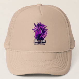 Gorra De Camionero Ilustración de caballo púrpura vibrante