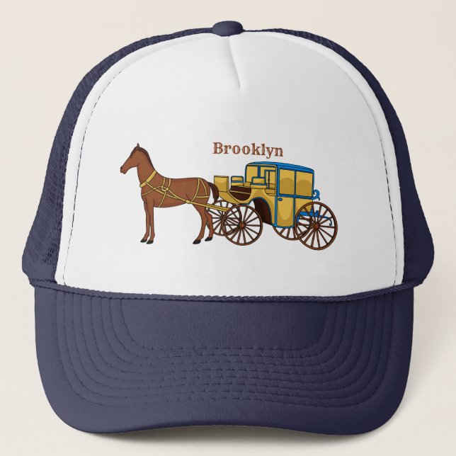 Gorra De Camionero Ilustracion de caballos y carruajes reales (Anverso)