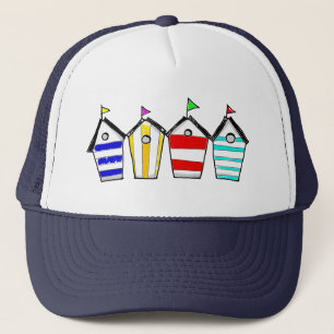 Gorra De Camionero Ilustración de Cabaña de Playa Colorida