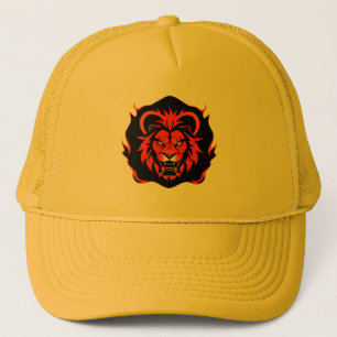 Gorra De Camionero Ilustración de cabeza de león ardiente