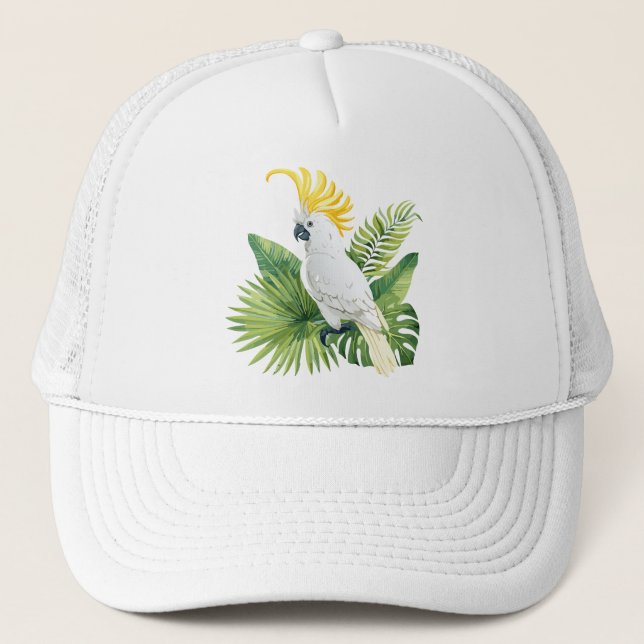 Gorra De Camionero Ilustración de cacatúa loro (Anverso)