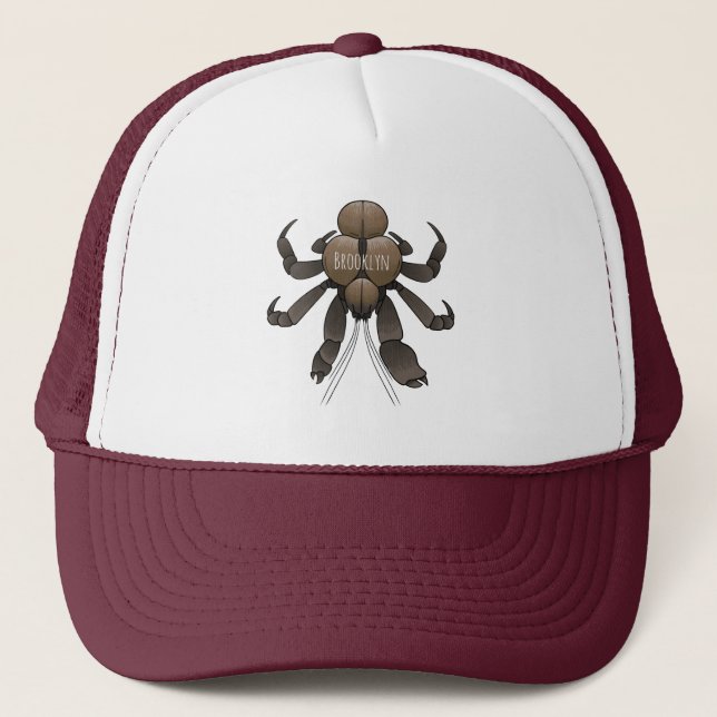 Gorra De Camionero Ilustracion de cangrejo de coco personalizado (Anverso)