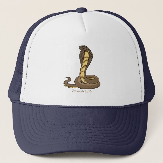 Gorra De Camionero Ilustracion de cobra marrón (Anverso)