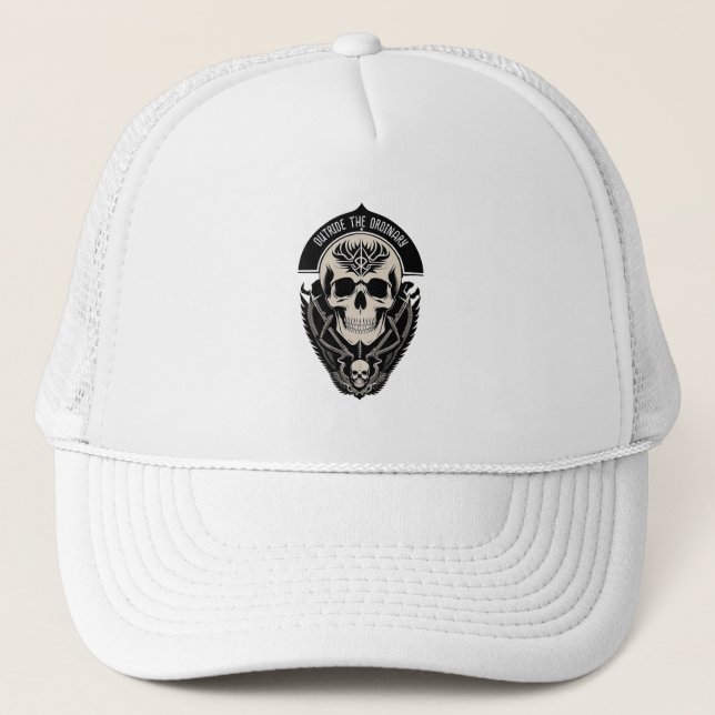 Gorra De Camionero Ilustracion de cráneo gótico intrincado (Anverso)