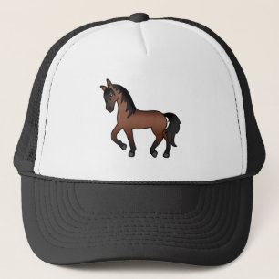 Gorra De Camionero Ilustración de dibujos animados de caballo trotón