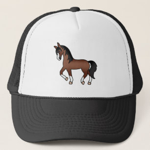 Gorra De Camionero Ilustración de dibujos animados de caballo trotón