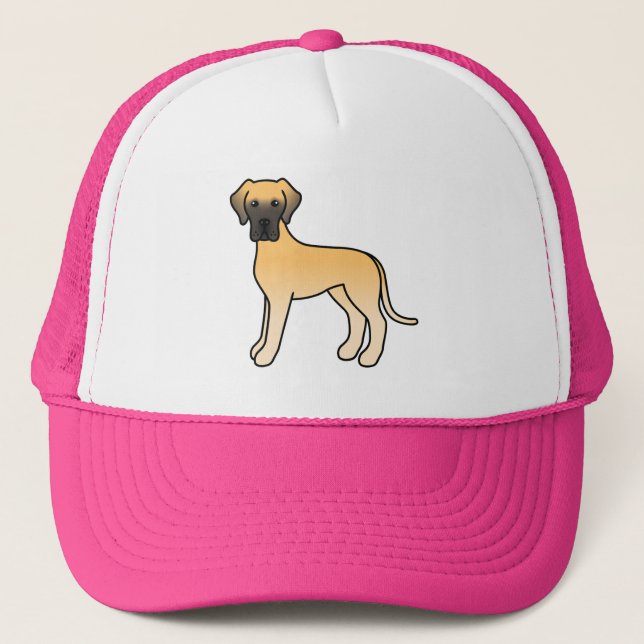 Gorra De Camionero Ilustración de dibujos animados de perro Gran Dané (Anverso)
