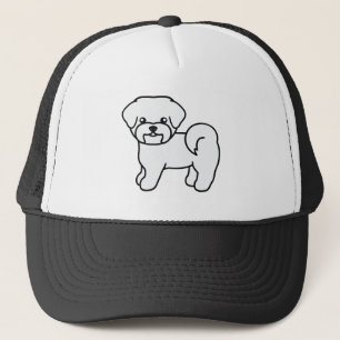 Gorra De Camionero Ilustración de dibujos animados de perro maltés bl