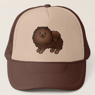 Gorra De Camionero Ilustración de dibujos animados de perro pomerania
