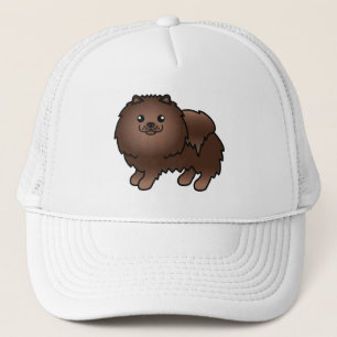 Gorra De Camionero Ilustración de dibujos animados de perro pomerania