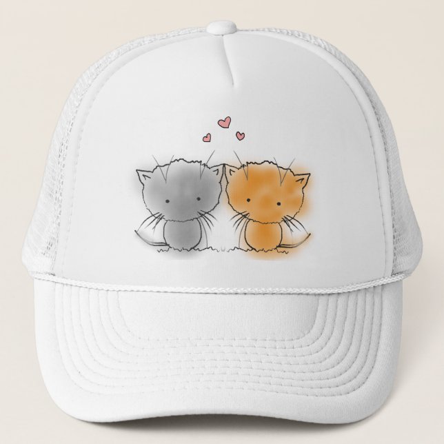 Gorra De Camionero Ilustración de dos gatitos (Anverso)