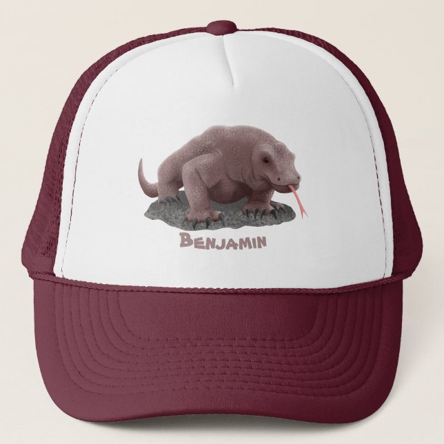 Gorra De Camionero Ilustracion de dragón de Komodo (Anverso)
