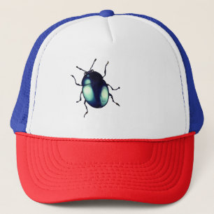 Gorra De Camionero Ilustracion de escarabajo azul brillante