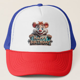 Gorra De Camionero Ilustración de Feliz Cumpleaños de Dibujos Animado