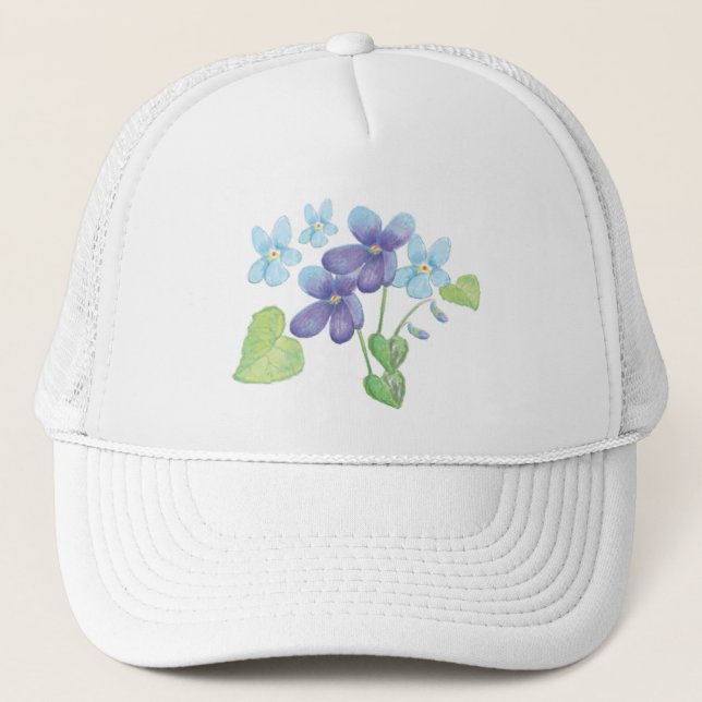 Gorra De Camionero Ilustracion de flores violetas silvestres (Anverso)