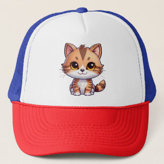 Gorra De Camionero Ilustración de gatito de dibujos animados kawaii l