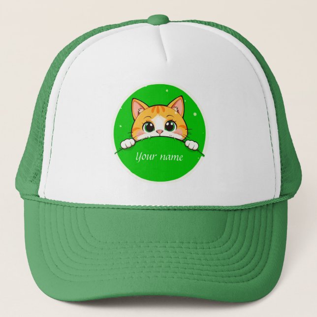 Gorra De Camionero Ilustración de gato adorable (Anverso)