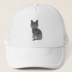Gorra De Camionero Ilustración de gato de dibujos animados lindo azul