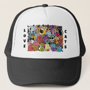 Gorra De Camionero Ilustracion de gatos graciosos de texto personaliz