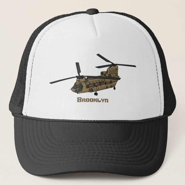 Gorra De Camionero Ilustracion de helicópteros militares de Chinook (Anverso)