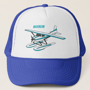 Gorra De Camionero Ilustracion de hidroavión azul blanco