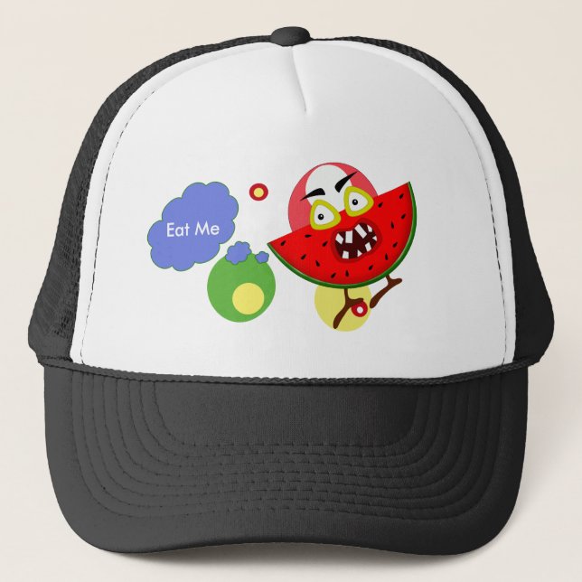 Gorra De Camionero Ilustracion de la fruta del monstruo de la sandía (Anverso)