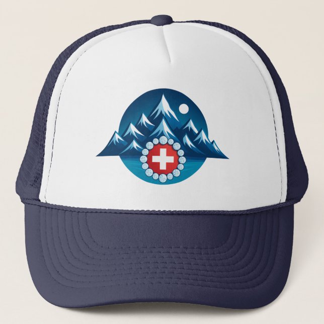 Gorra De Camionero Ilustración de los Alpes suizos (Anverso)