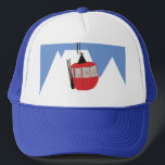 Gorra De Camionero Ilustracion de montaña de Nieve para esquiar con e<br><div class="desc">Regalo moderno sobre la temática del esquí para él y para ella. Patrón de ilustracion de góndola retro para esquiador. Esquiando decoración de casa temática y regalos.</div>